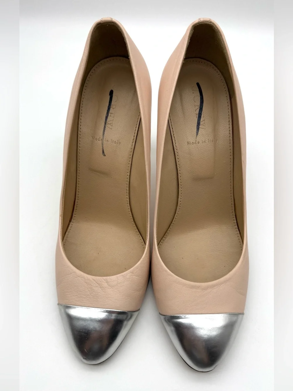 J.Crew Sloane Cap Toe Pump Heel Blush Pink Metallic 9.5